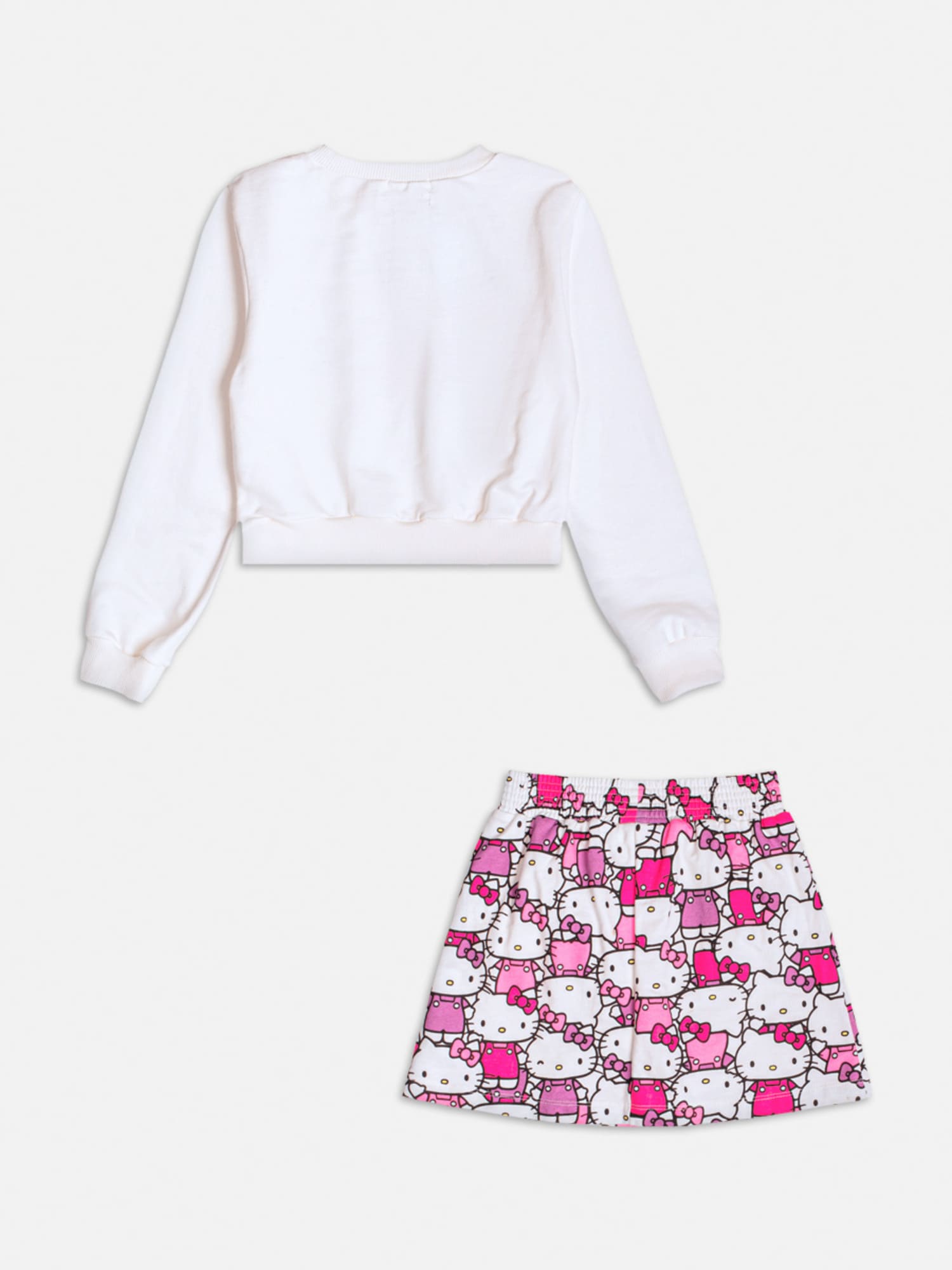 Conjunto Infantil Momi Inverno com Saia e Casaco Branco Hello Kitty