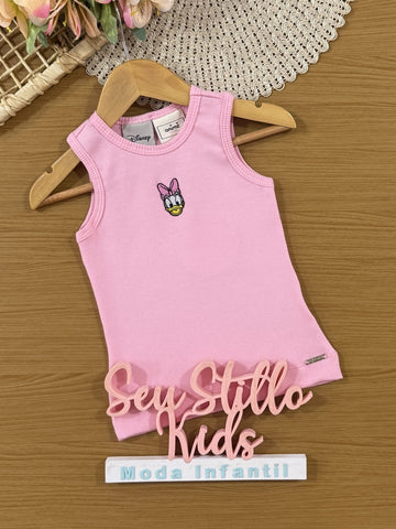 Regata Infantil Animê Verão Rosa Margarida Disney