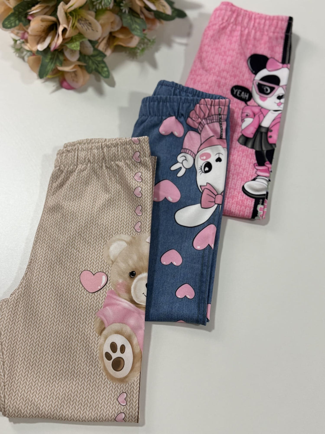 Calça Legging Infantil Cinti Inverno Térmica Azul Jeans Coelho