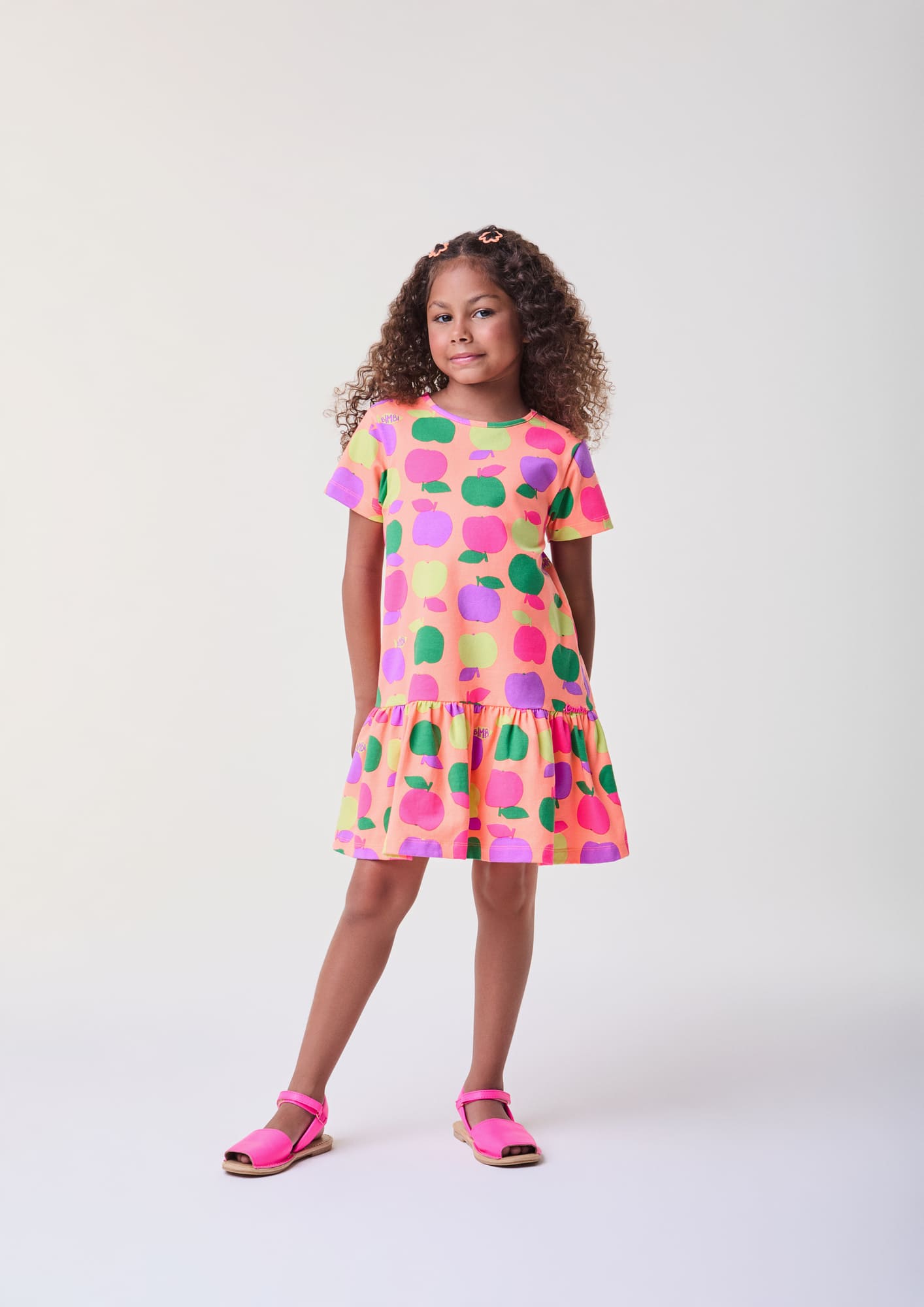 Vestido Infantil Bimbi Verão Laranja Frutinhas