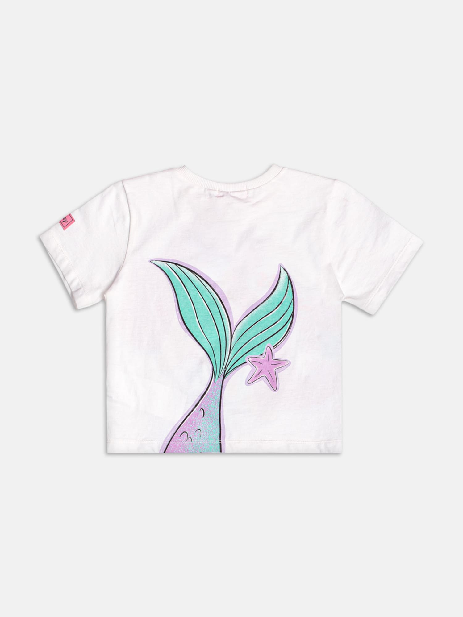 Blusa Infantil Momi Verão Branca Ariel com Strass Disney