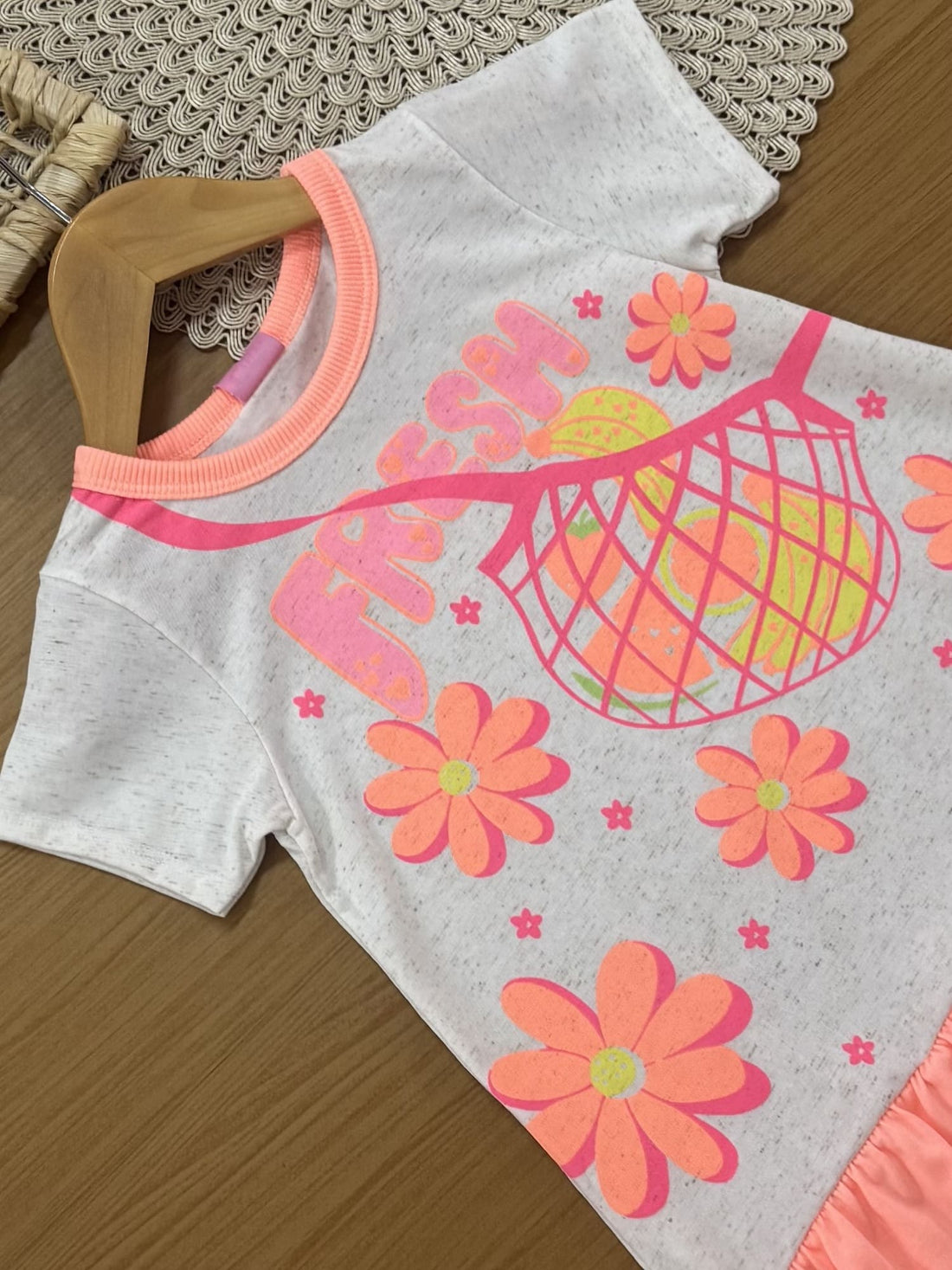 Vestido Infantil Cinti Verão Laranja Frutinha Fresh com Pulseira