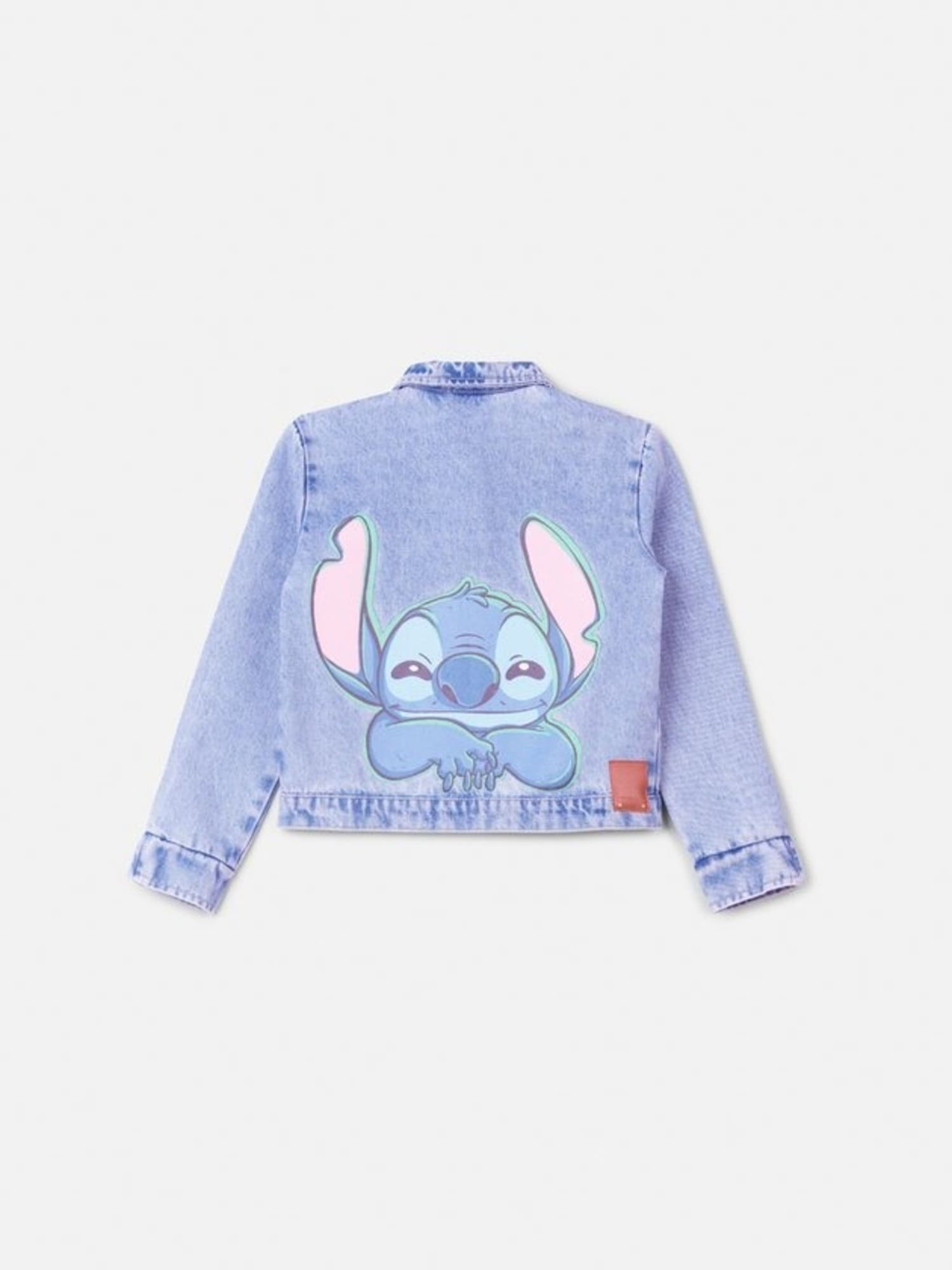 Jaqueta Infantil Animê Inverno Jeans Stitch com Strass Disney