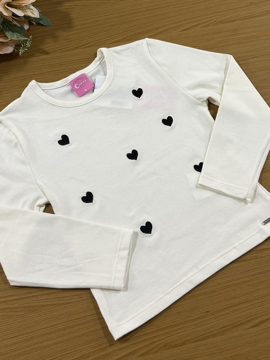 Blusa Infantil Cinti Inverno Manga Longa Cotton Coração