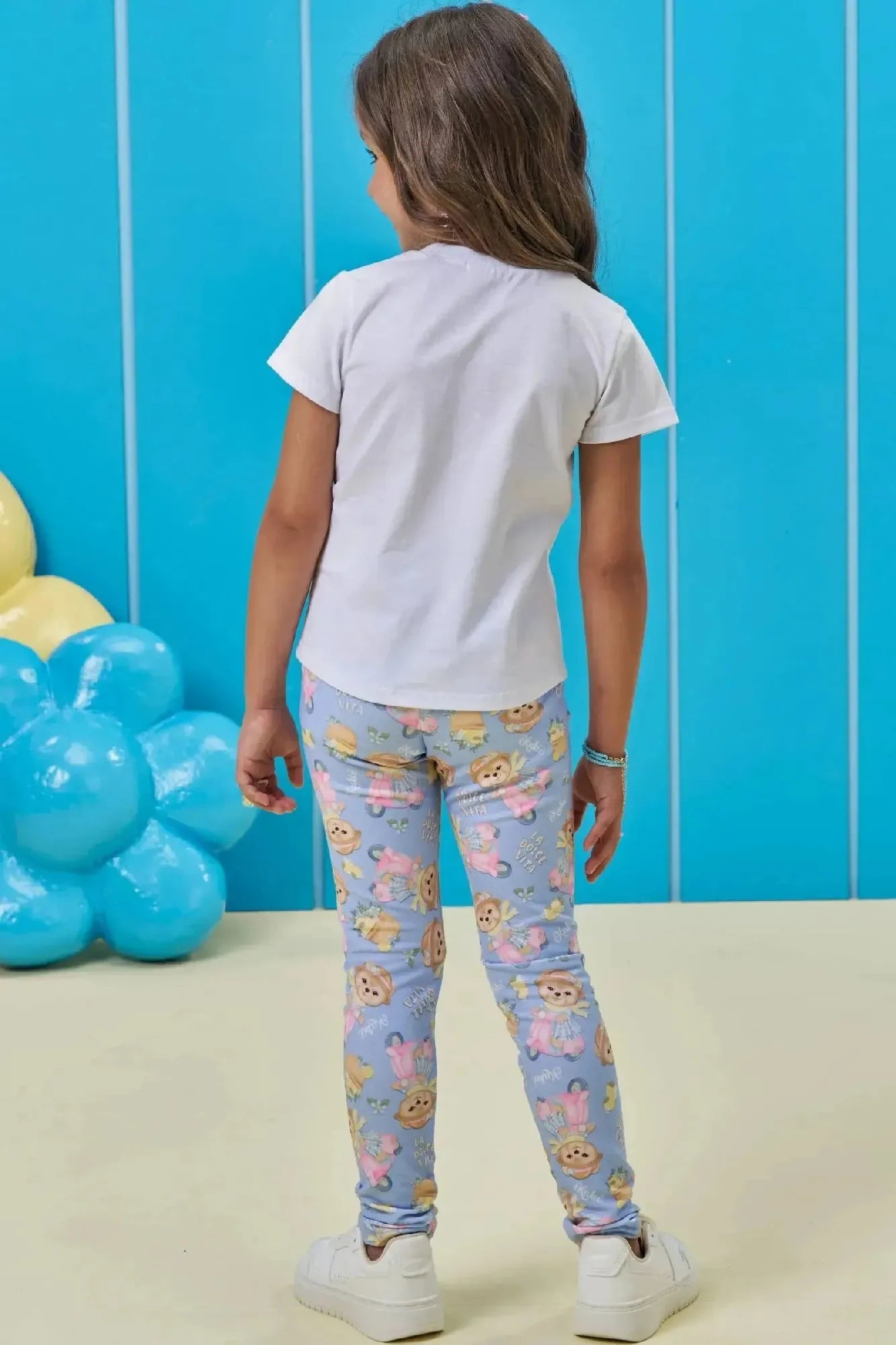 Calça Legging Infantil Kukiê Azul Ursinha La Dolce Vita