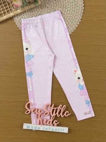 Calça Legging Infantil Térmica Cinti Inverno Rosa Gatinha