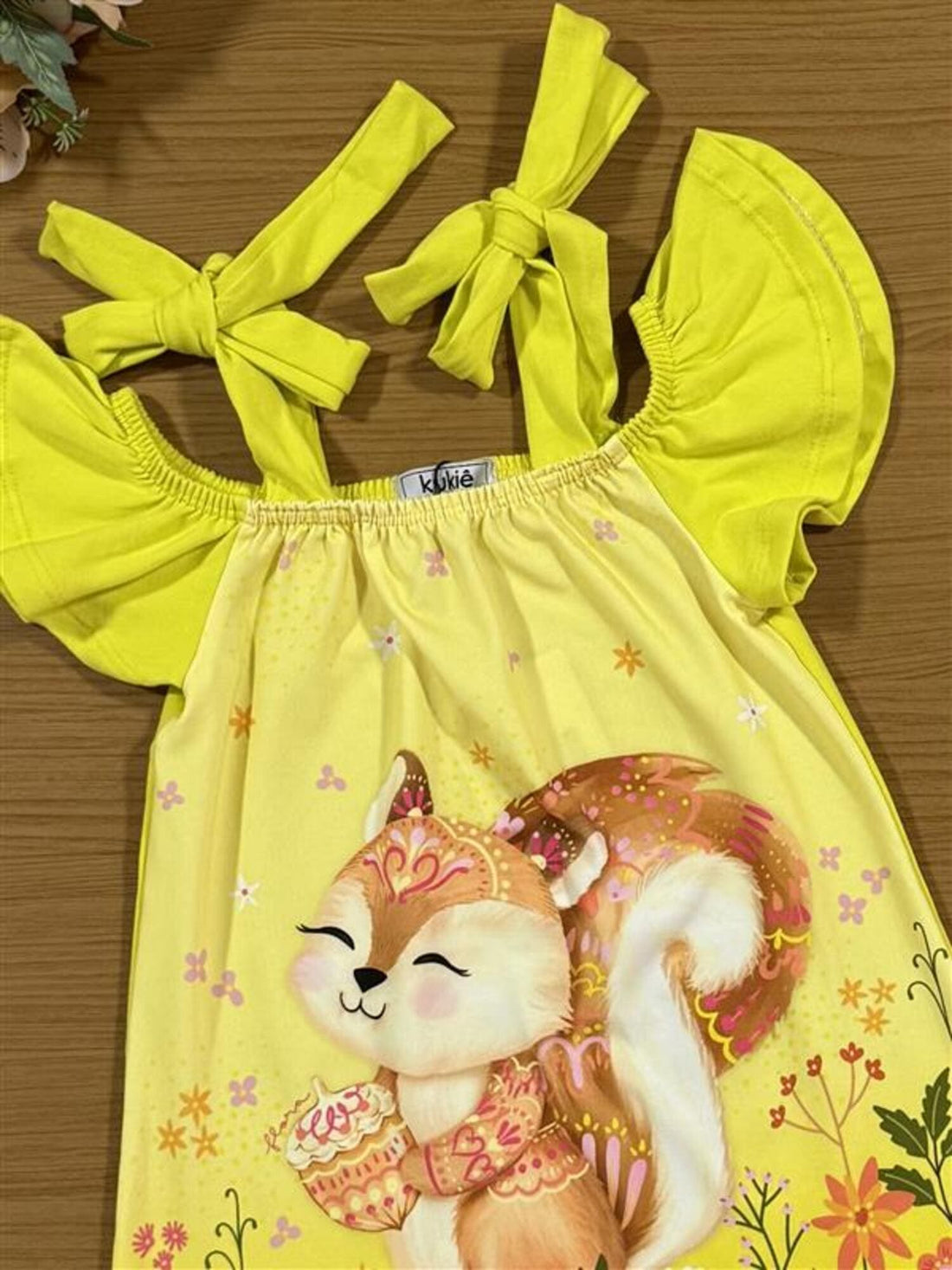 Vestido Infantil Kukiê  Manga Cavada Amarelo Esquilinho