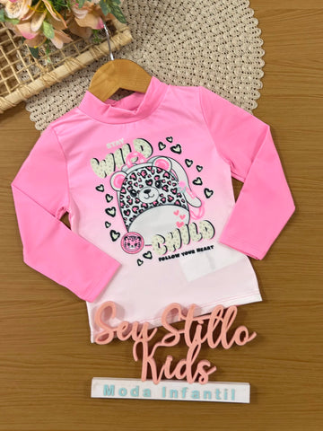 Blusa Infantil Cinti Inverno Manga Longa Térmica Rosa Wild Child