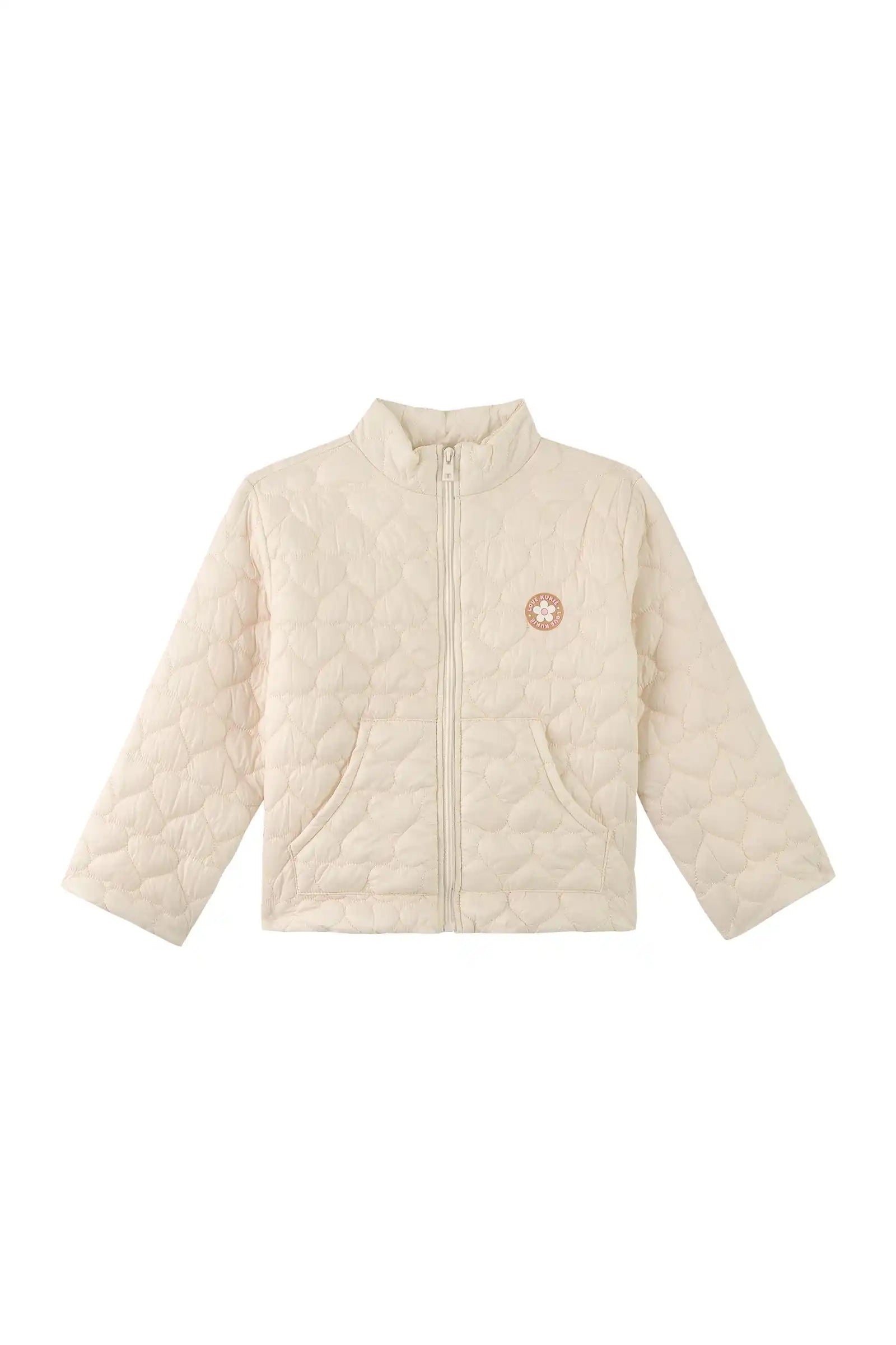 Jaqueta Infantil Kukiê Inverno Puffer Off White Corações