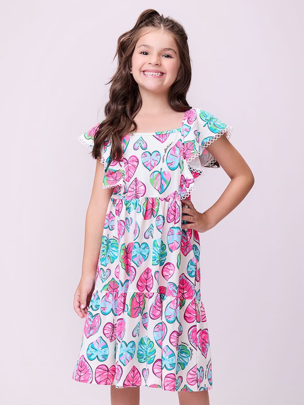 Vestido Infantil Momi Verão Folhas
