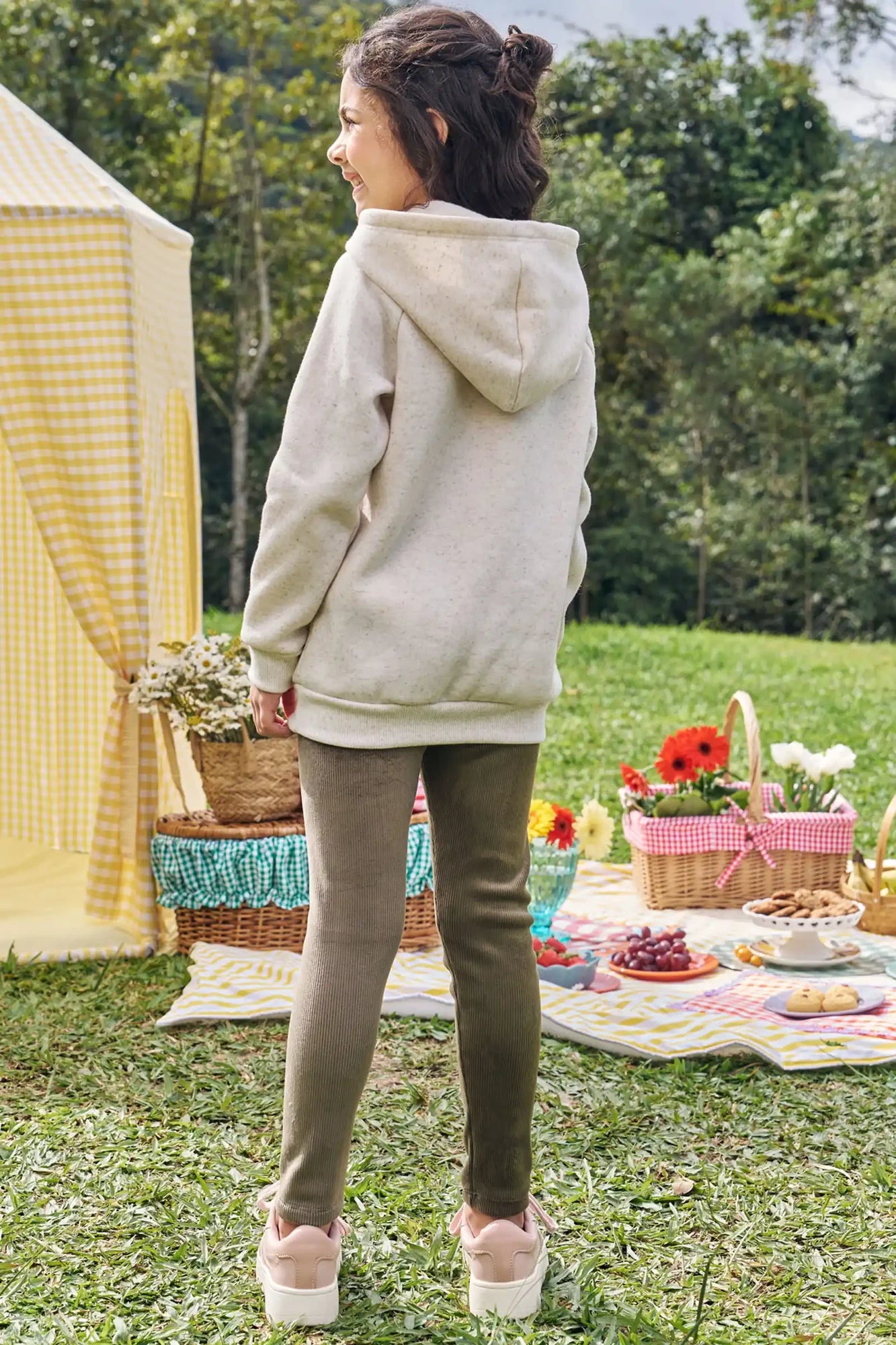 Conjunto Infantil Kukiê Inverno com Calça Legging Verde e Moletom Flanelado Fadinha