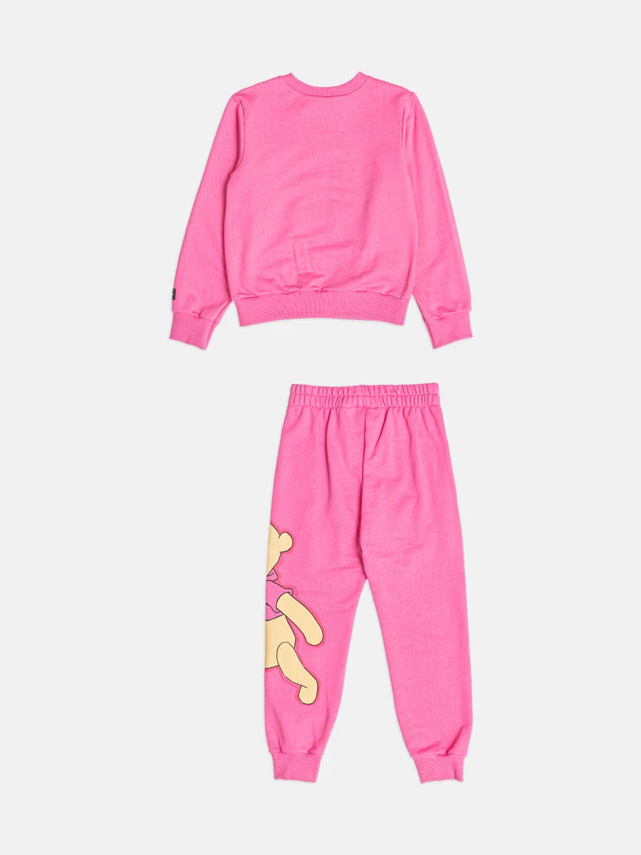 Conjunto Infantil Bimbi Inverno com Calça e Moletom sem Flanela Rosa Leitão Love