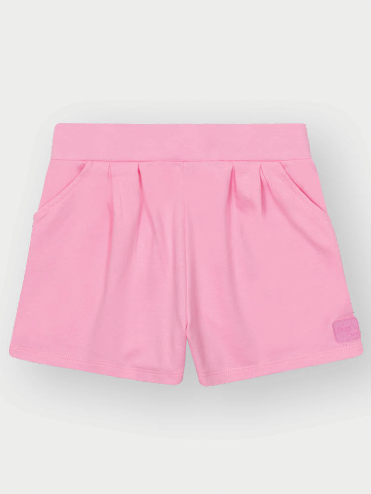 Conjunto Infantil Cinti Verão com Shorts e Blusa Rosa com Manga em Tela Cute
