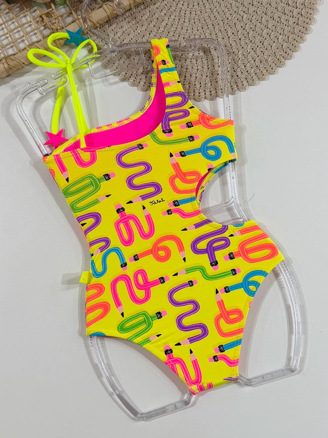 Maiô Infantil Siri Kids Amarelo Neon Laura Lapis 43225
