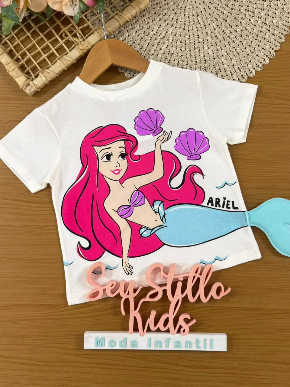Blusa Infantil Menina Bimbi Branca Ariel Disney