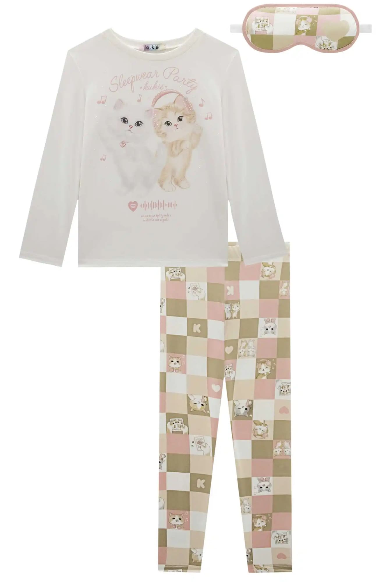 Pijama Infantil Kukiê Inverno Branco Gatinhos