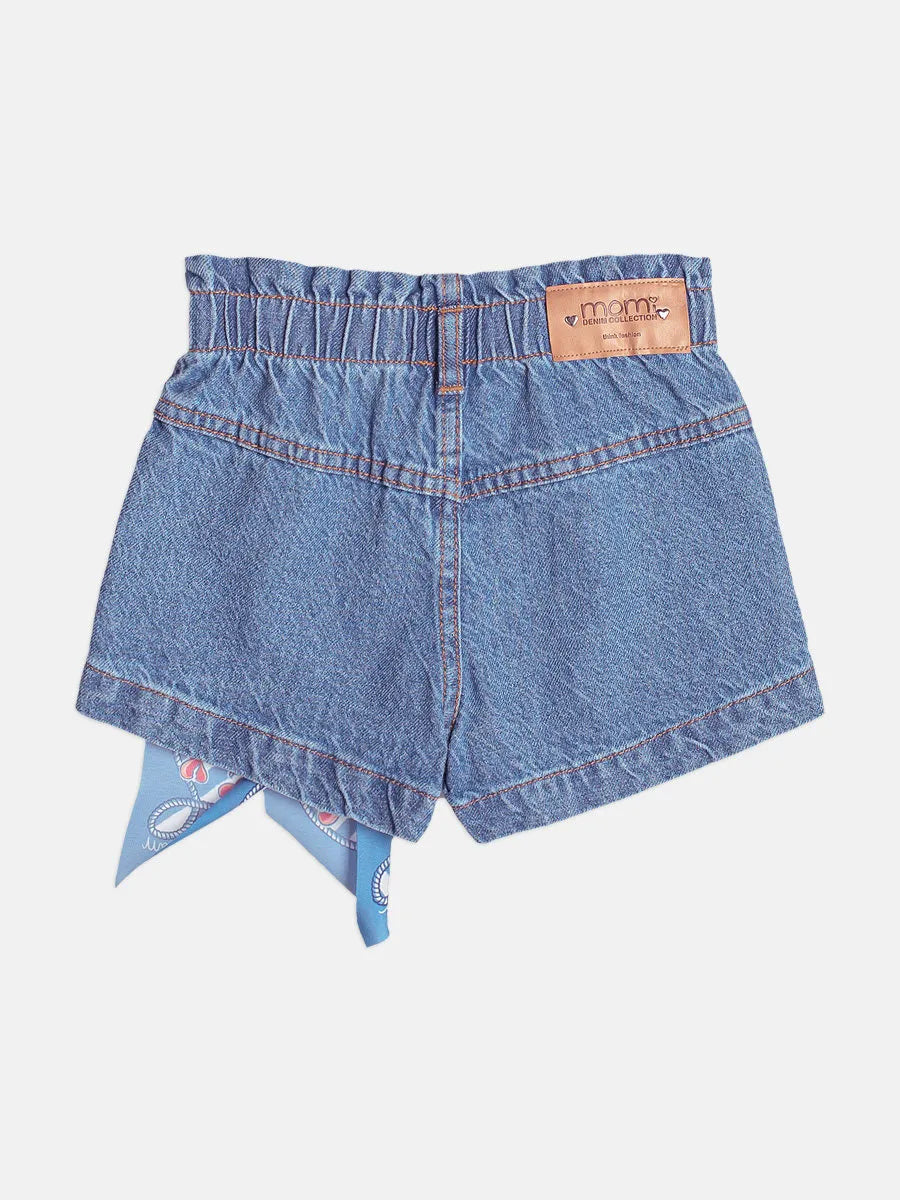 Shorts Infantil Menina Momi Jeans com Lenço