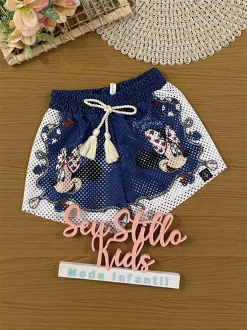 Shorts Infantil Animê Verão em Tela Azul Minnie Disney