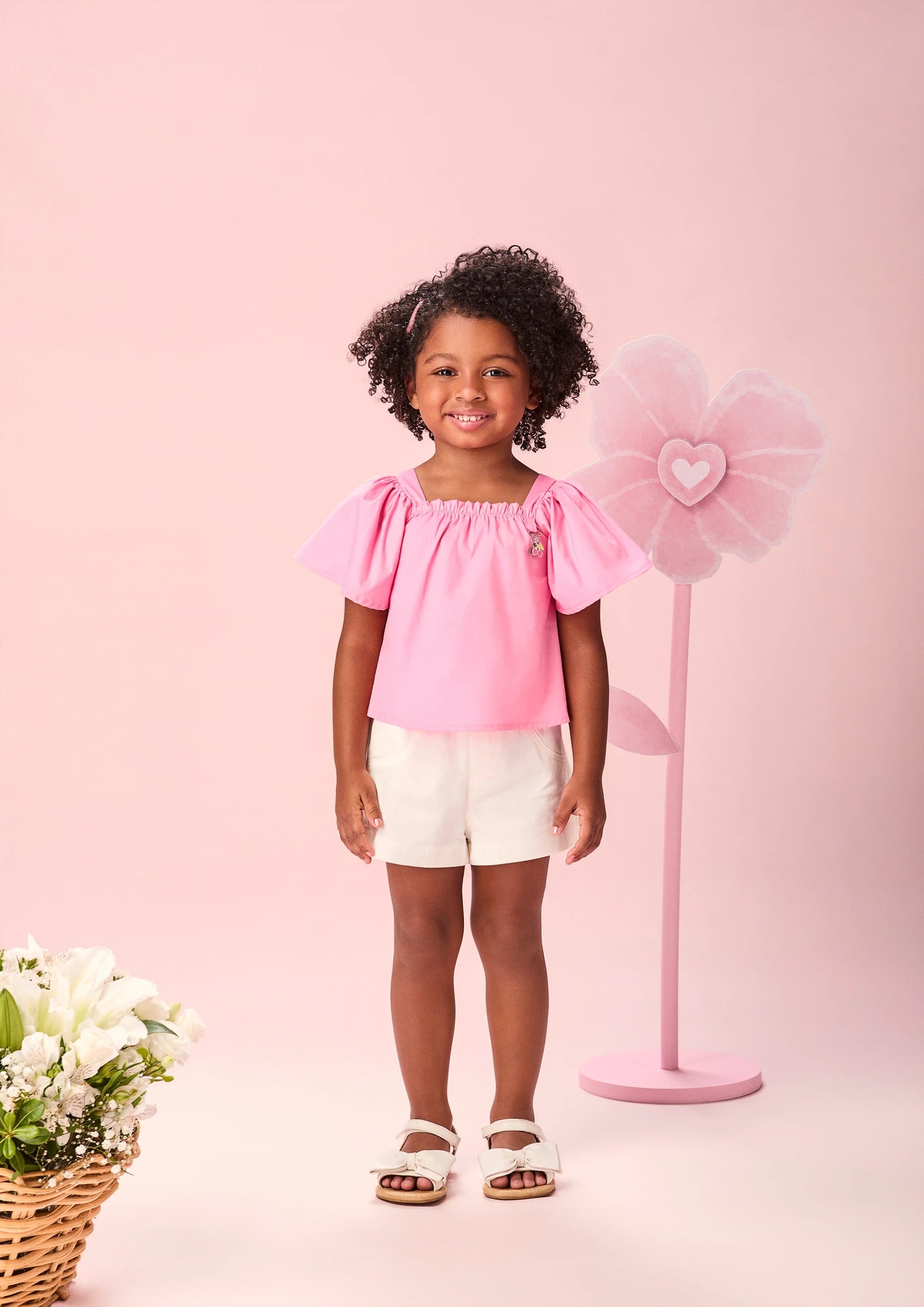Conjunto Infantil Menina Momi com Shorts e Blusa Rosa
