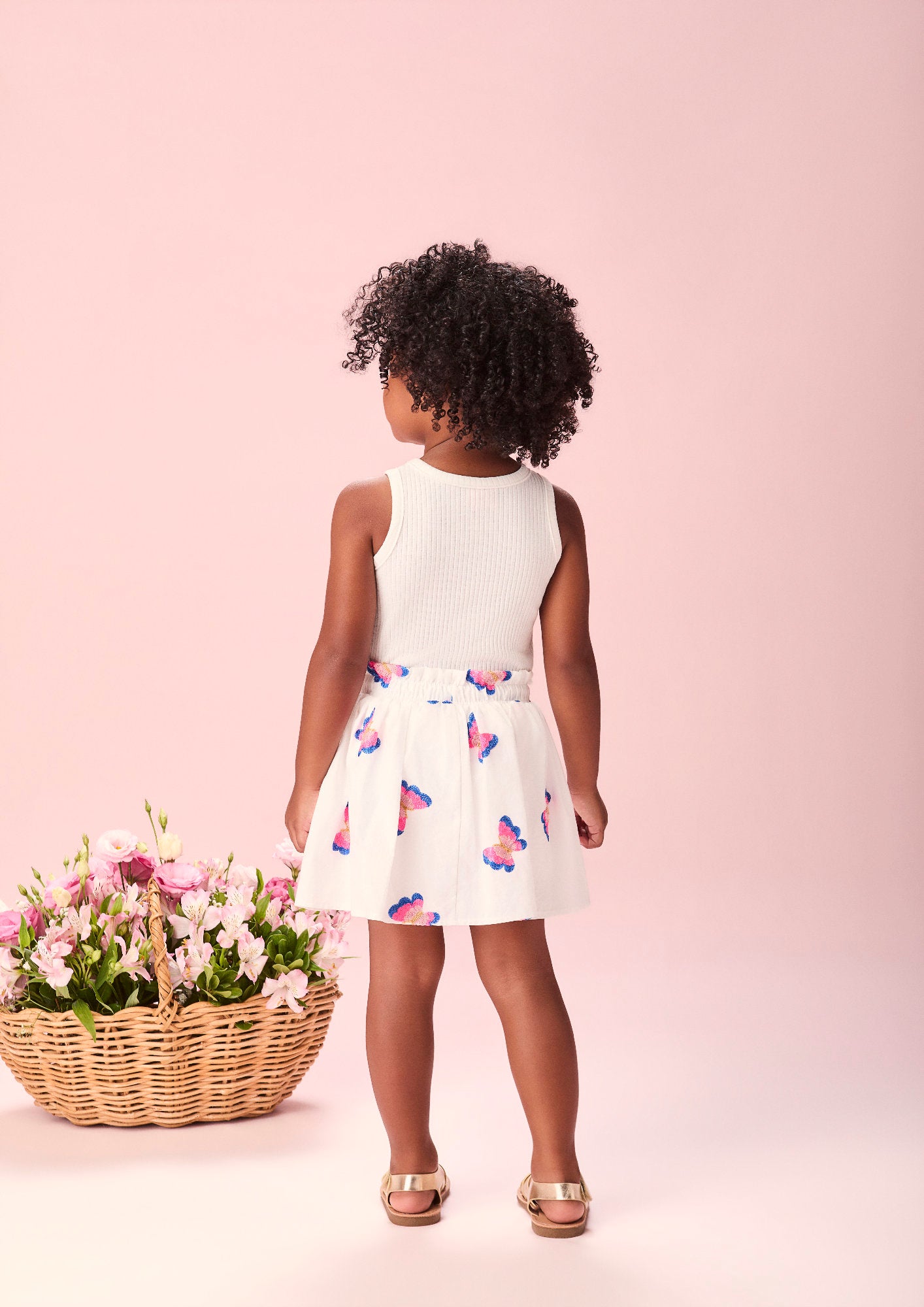 Conjunto Infantil Menina Momi com Saia e Blusa Borboletinhas Bordadas