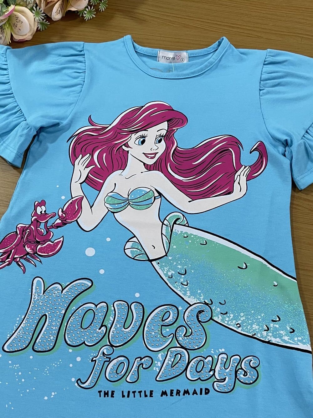 Vestido Infantil Momi Verão Azul Ariel Disney