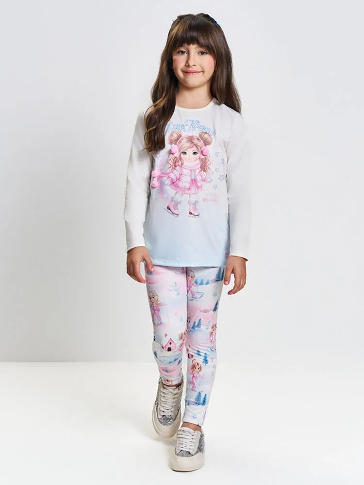 Conjunto Infantil Cinti Inverno Com Calça e Blusa Off White Ice