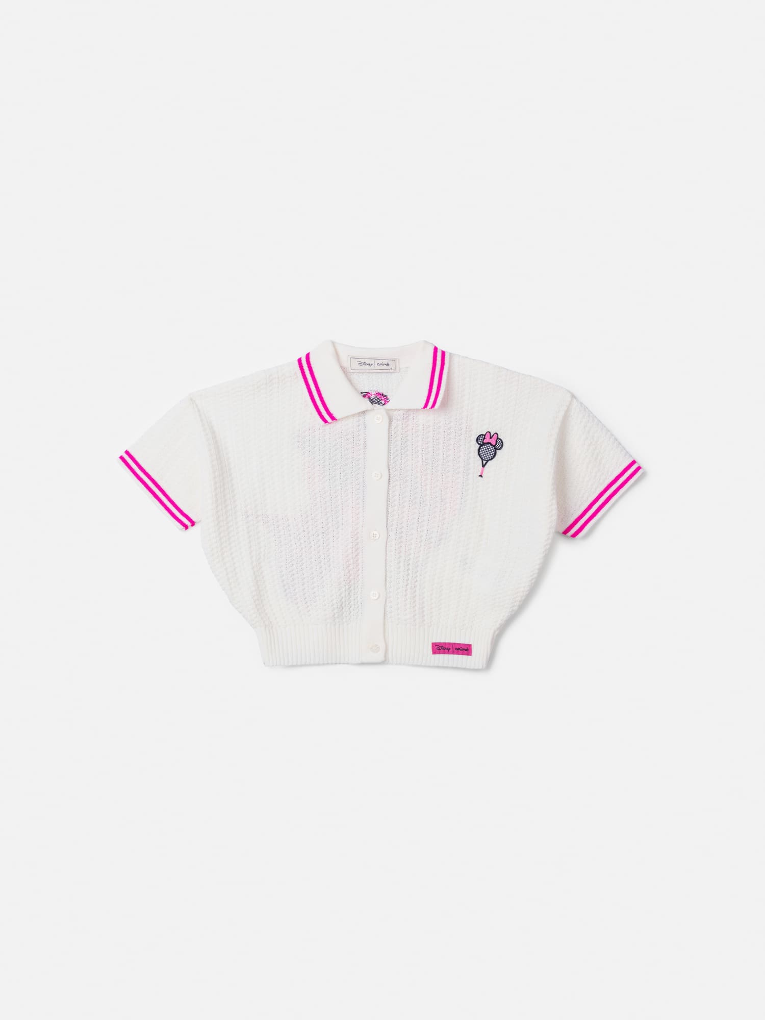 Casaco Infantil Animê Verão em Tricô Branco Minnie Disney