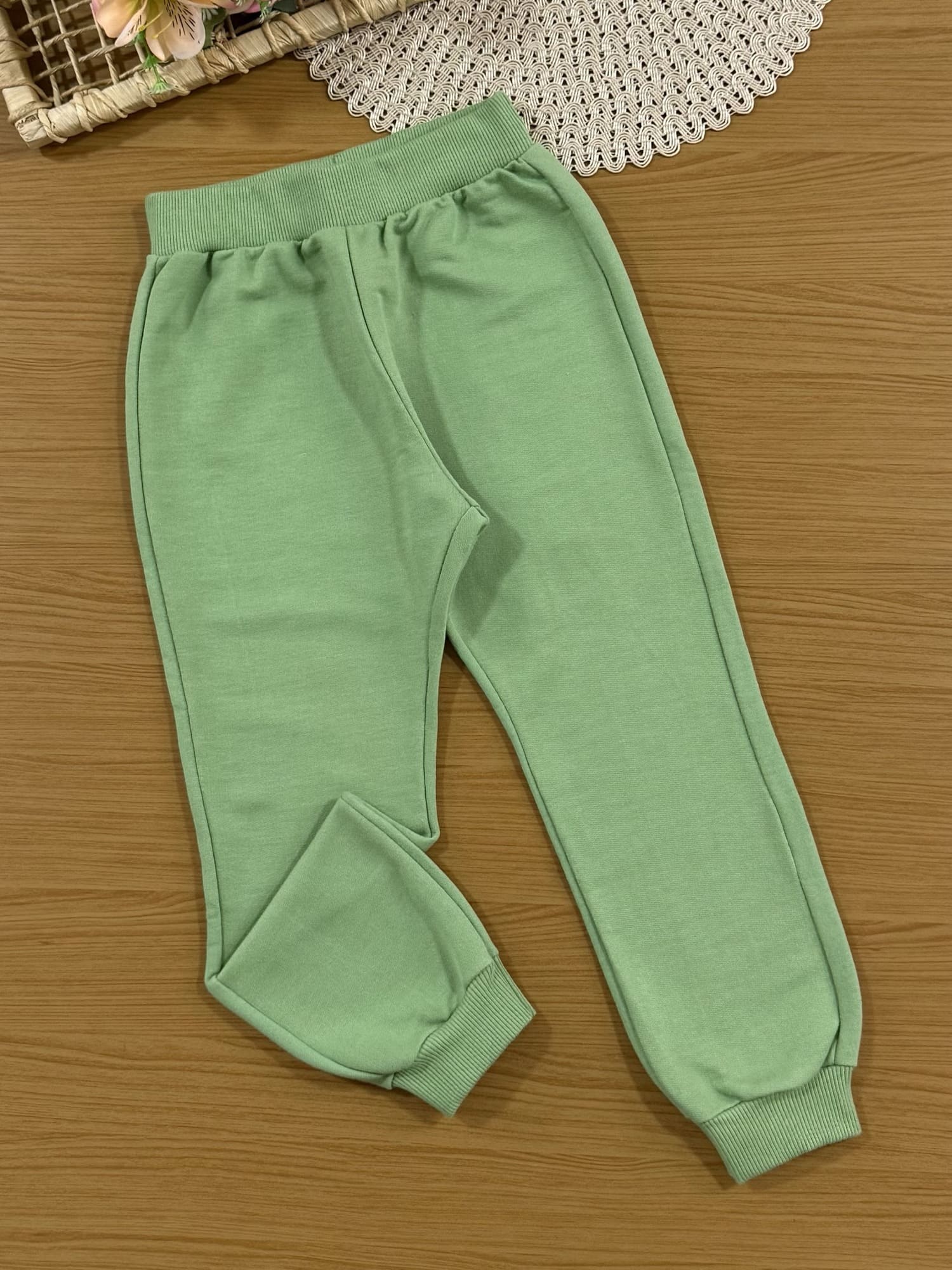 Conjunto Infantil Momi Inverno com Calça e Moletom sem Flanela Verde Cachorrinha