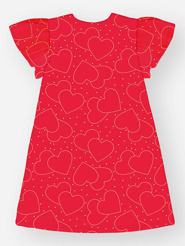 Vestido Infantil Cinti Verão Vermelho Ursinha Corações