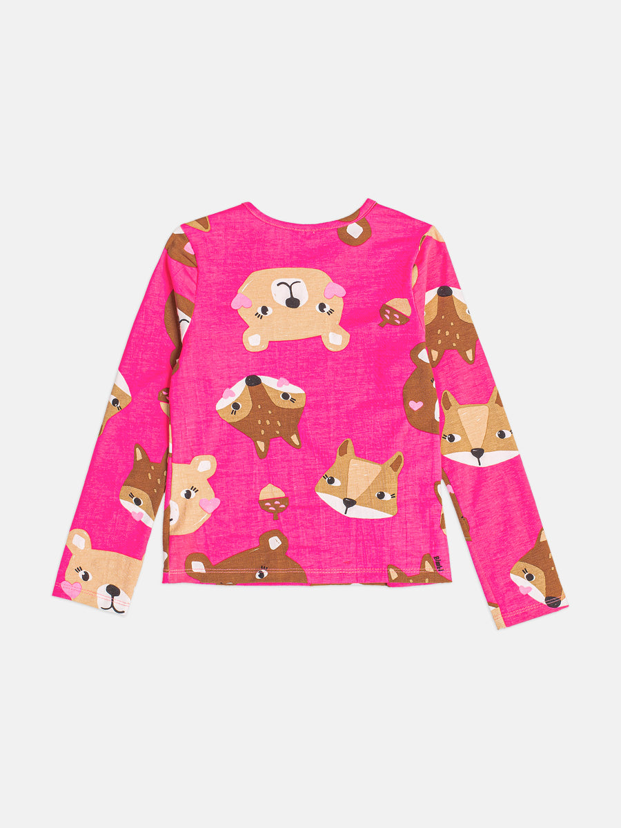 Blusa Infantil Bimbi Inveno Manga Longa Rosa Bichinhos