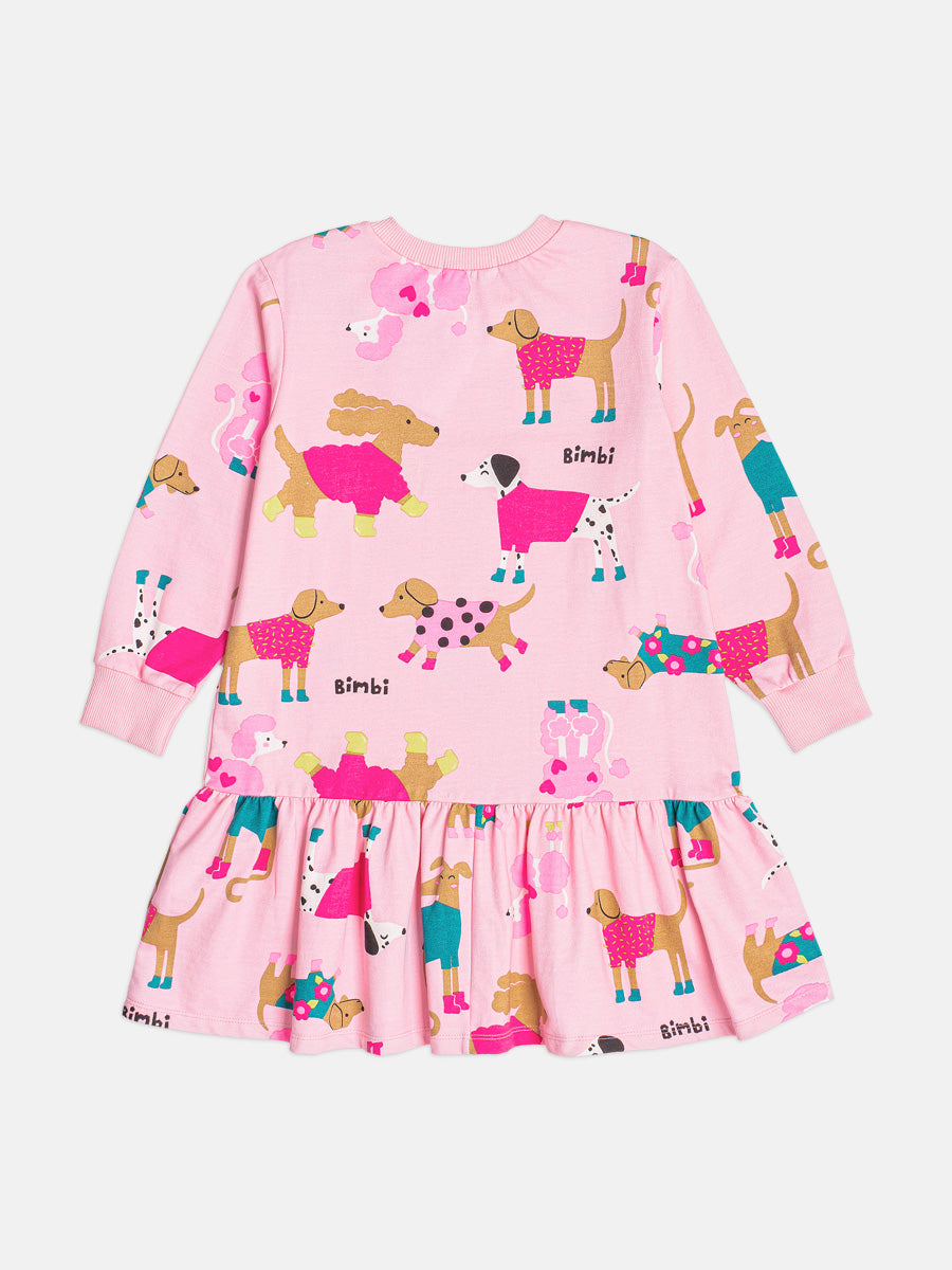 Vestido Infantil Bimbi Inverno Rosa Cachorrinho