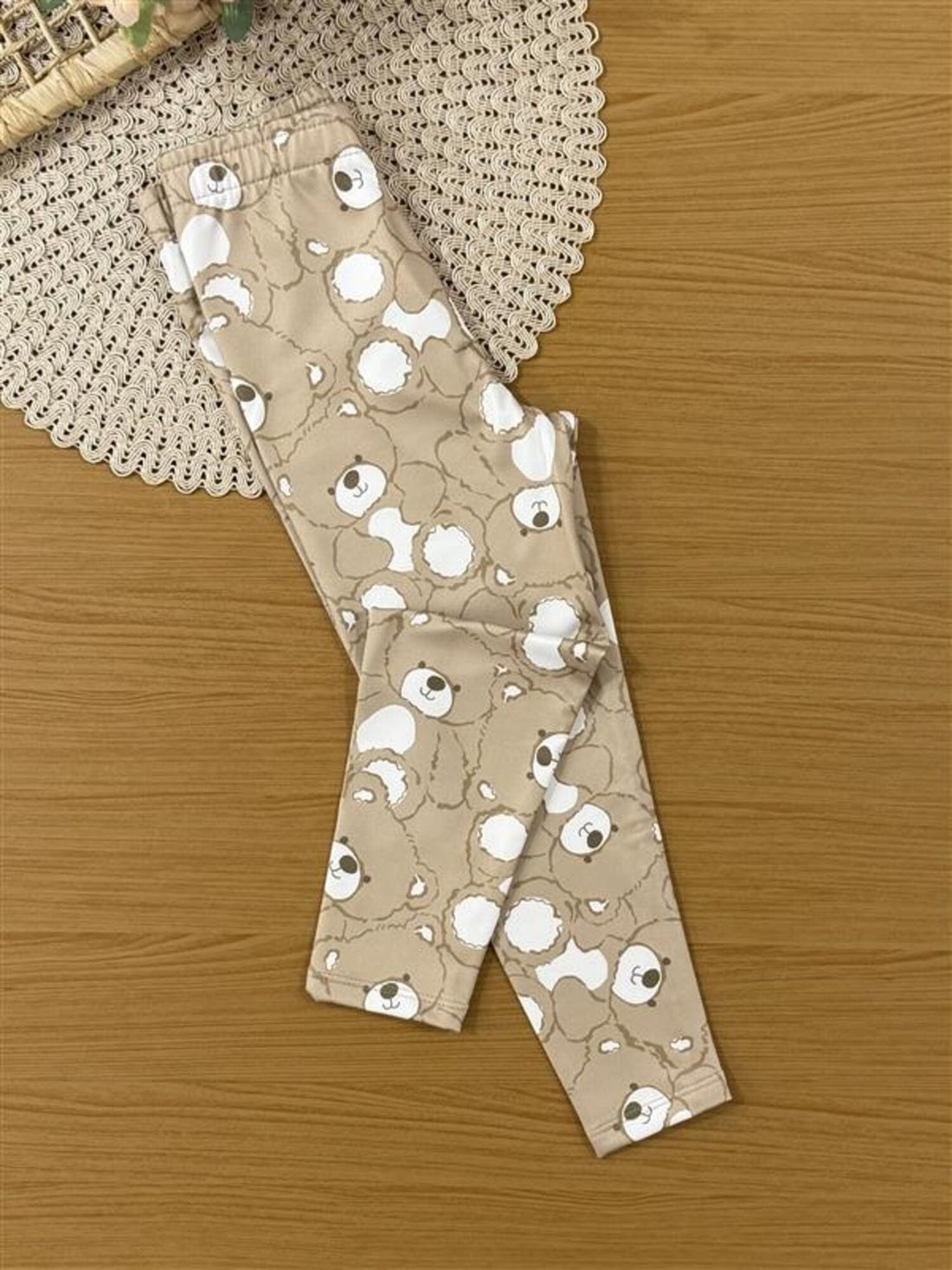 Calça Legging Infantil Térmica Cinti Inverno Bege Ursinhos