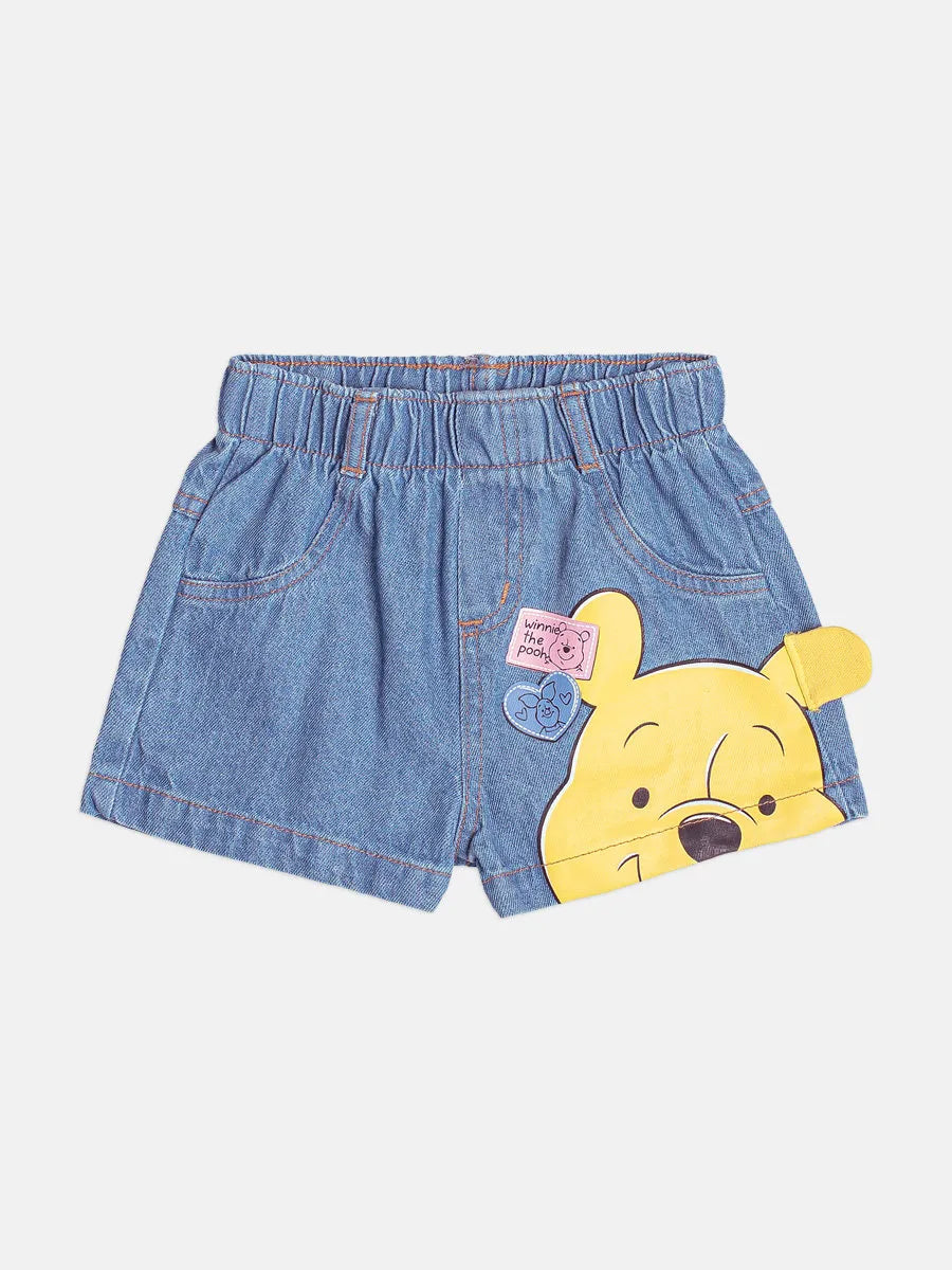 Shorts Jeans Infantil Menina Momi Ursinho Pooh Disney