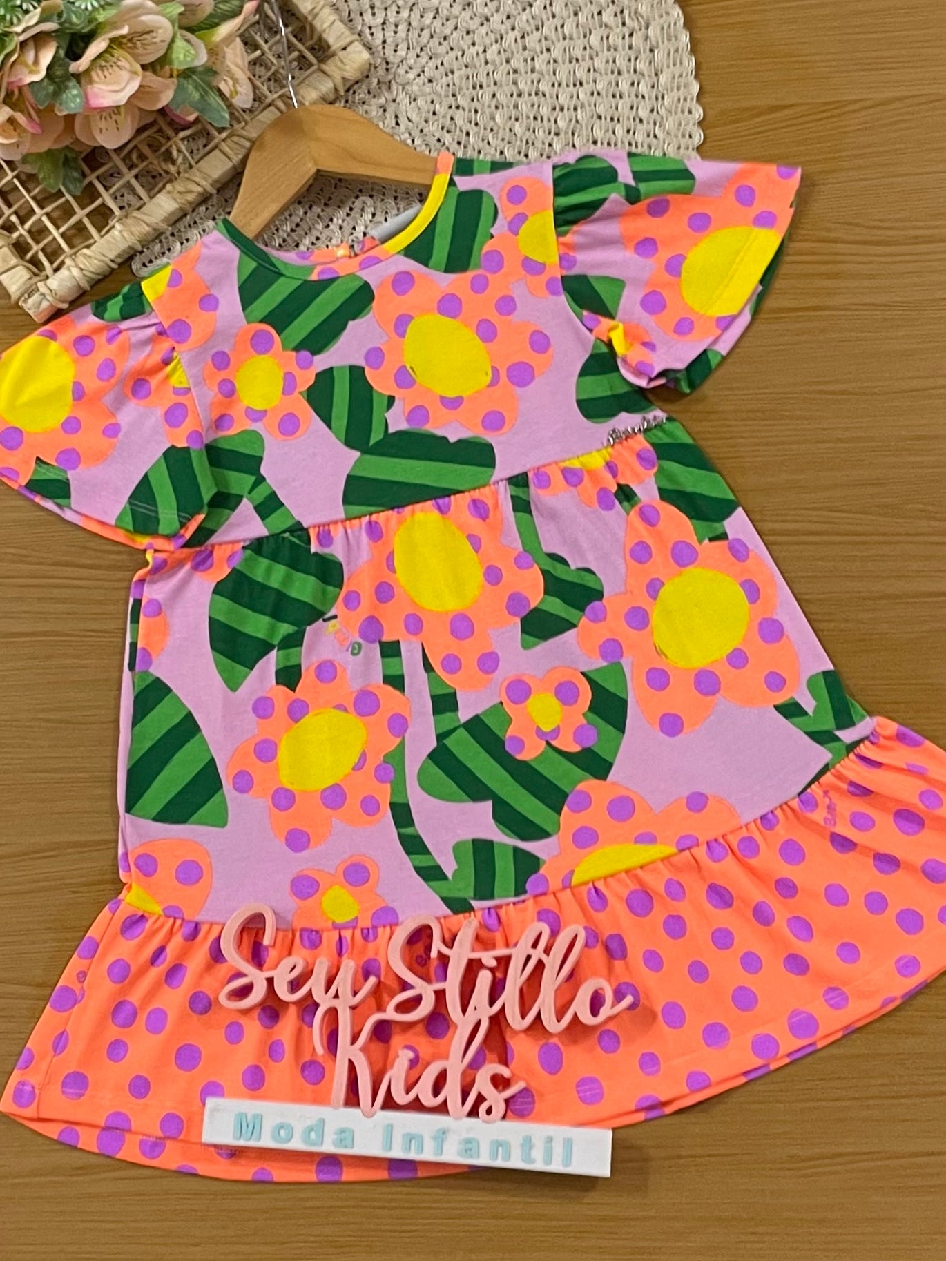Vestido Infantil Bimbi Verão Lilas Floral