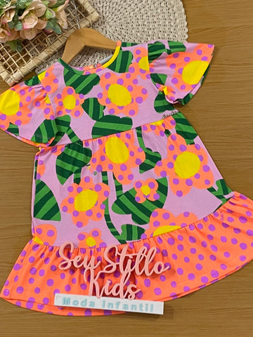 Vestido Infantil Bimbi Verão Lilas Floral