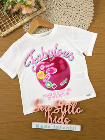 Blusa Infantil Menina Momi Branca Maçã