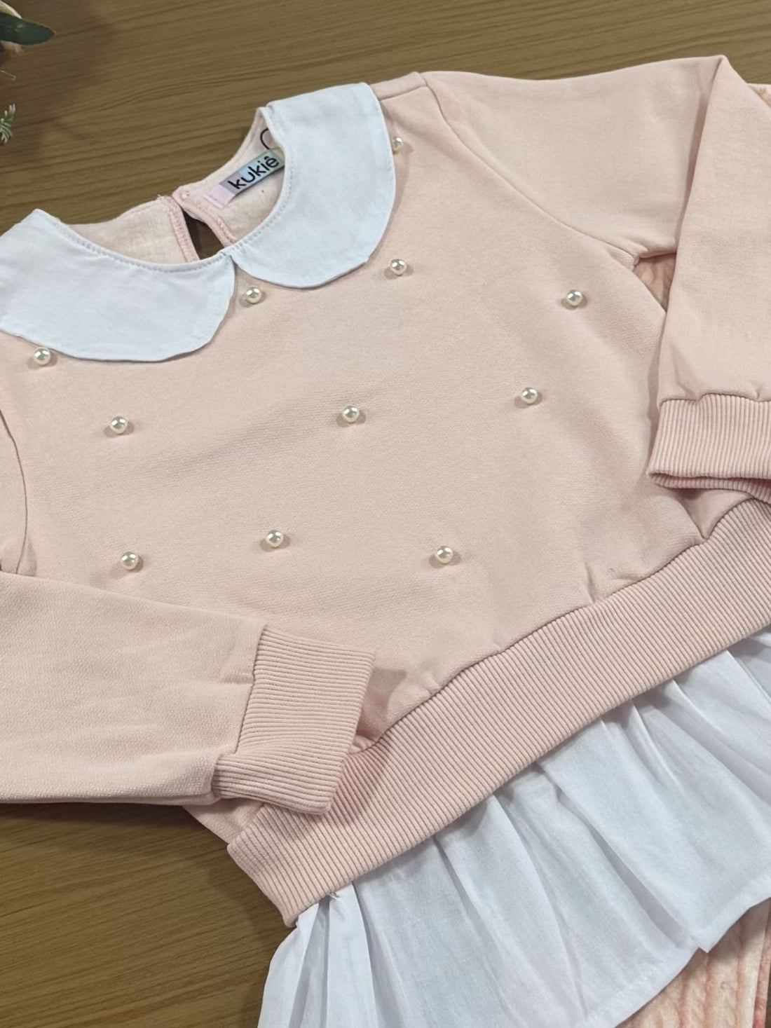 Conjunto Infantil Kukiê Inverno com Calça e Casaco Rosa com Pérolas