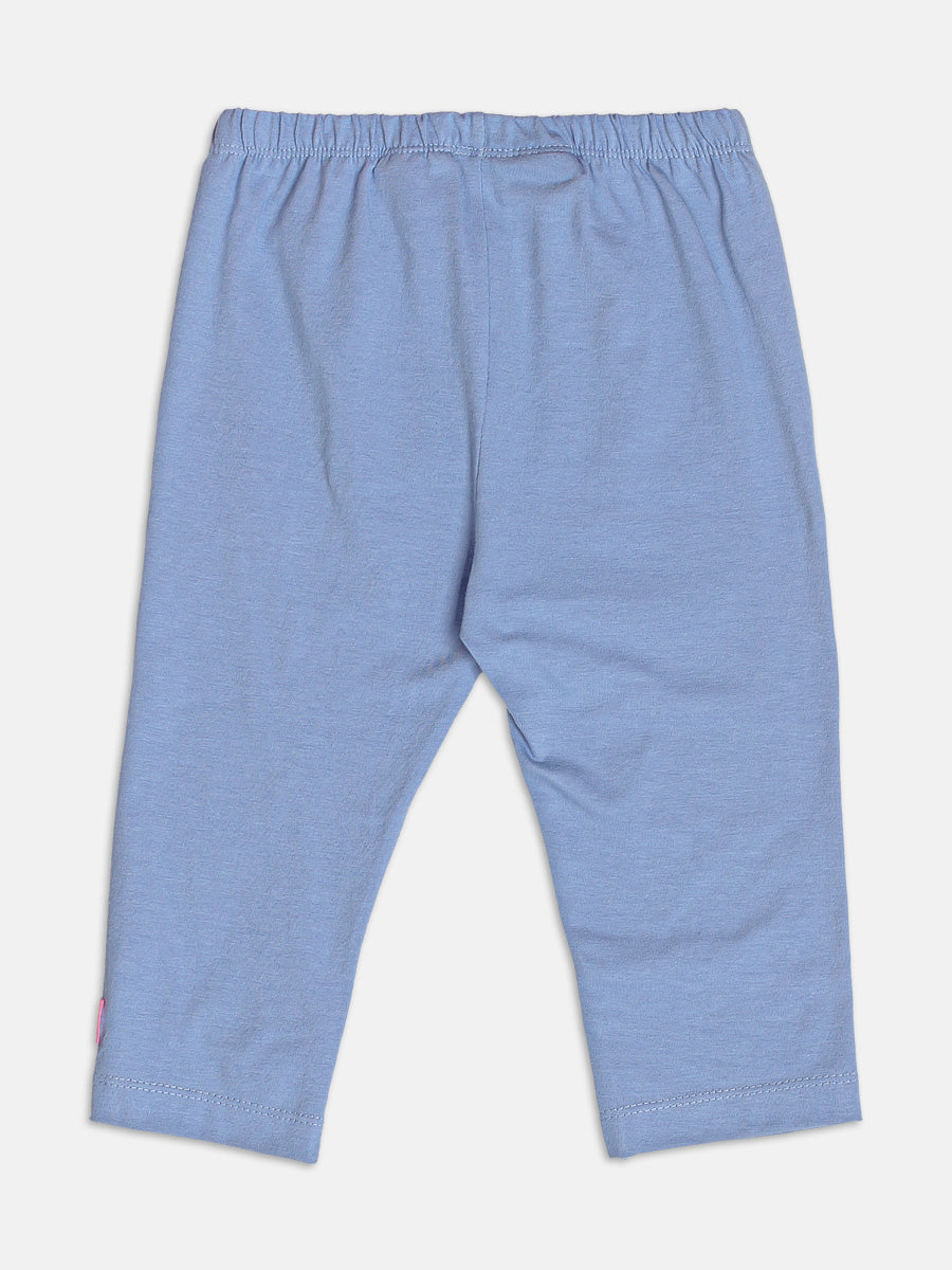 Conjunto Infantil Momi Verão com Shorts Ciclista Azul e Blusa Branca Angel e Stitch Disney