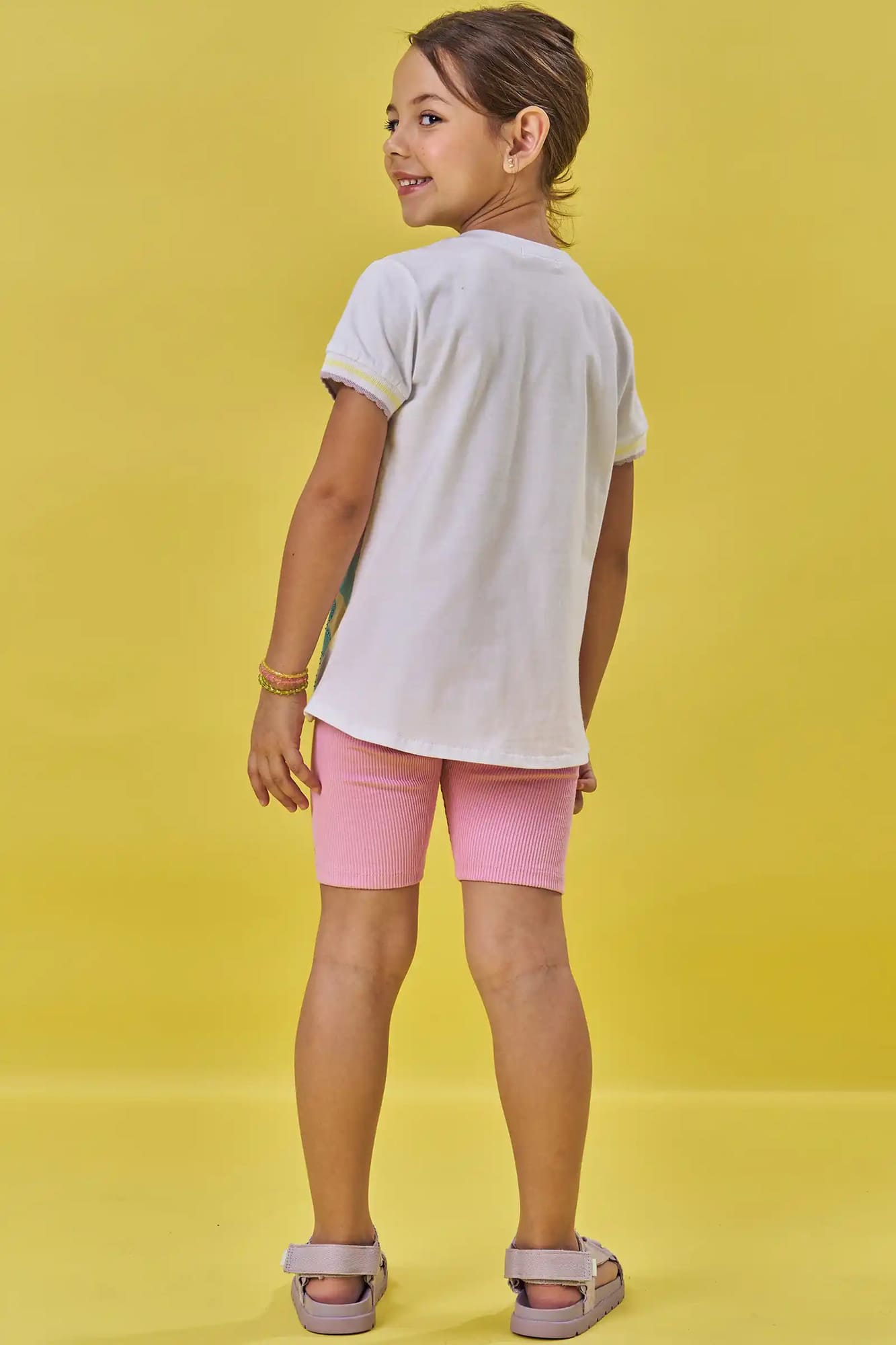 Blusa Infantil Kukiê Verão Branca Arco-íris Floral