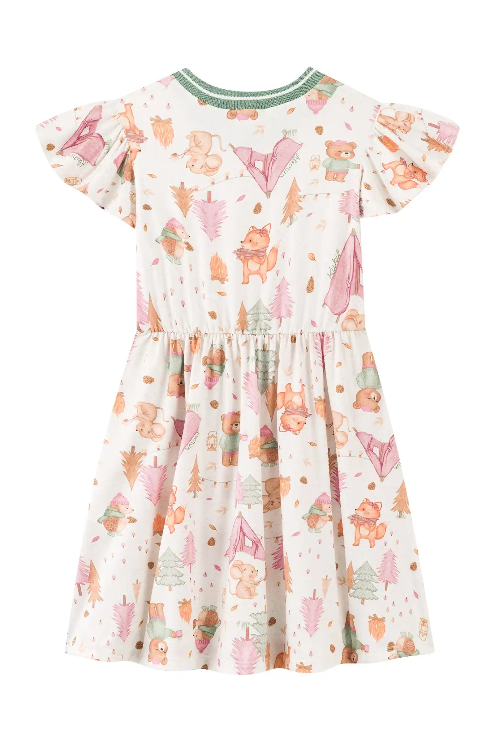 Vestido Infantil Kukiê Inverno Off White Animais na Floresta