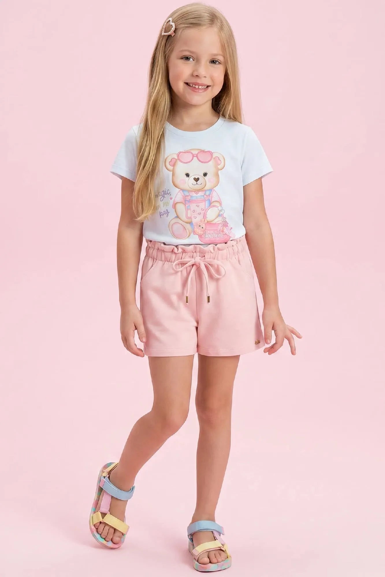 Shorts Infantil Menina Kukiê Rosa Claro