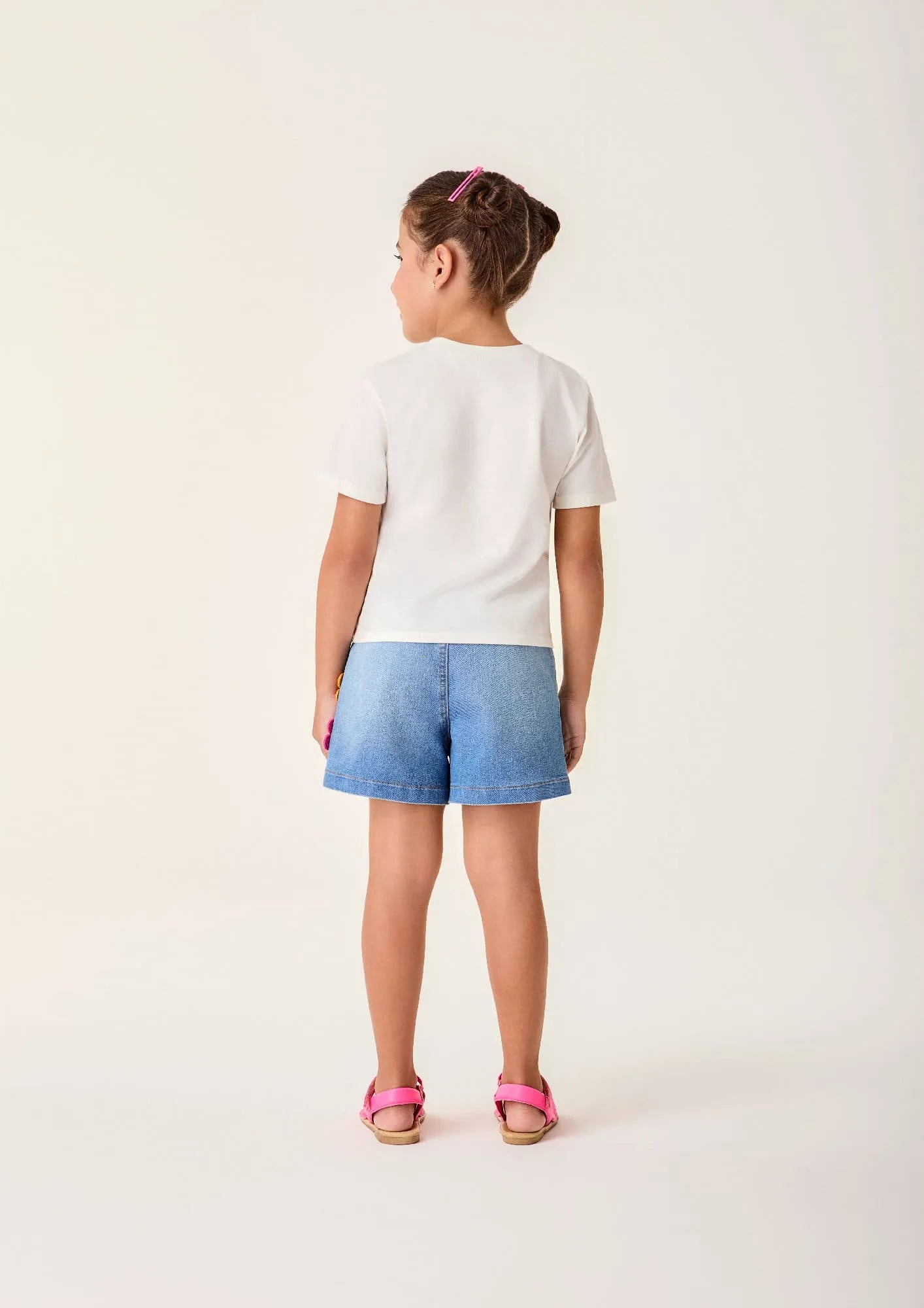 Shorts Infantil Menina Bimbi Jeans Florzinhas