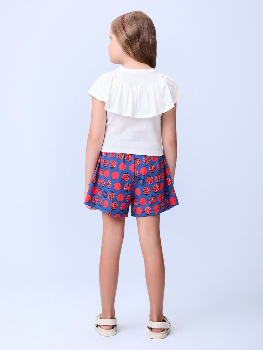 Conjunto Infantil Momi Verão Shorts Azul Joaninha e Blusa