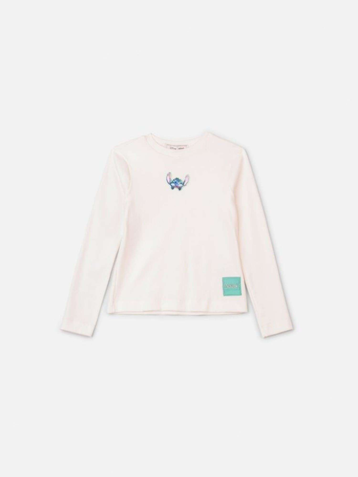 Blusa Infantil Animê Inverno Manga Longa Branca Stitch Disney