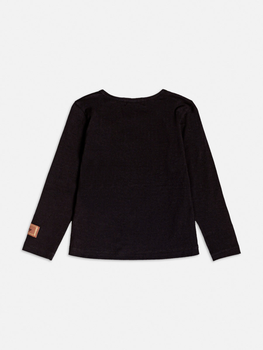 Blusa Infantil Momi Inverno Manga Longa Preto com Strass Tico Teco