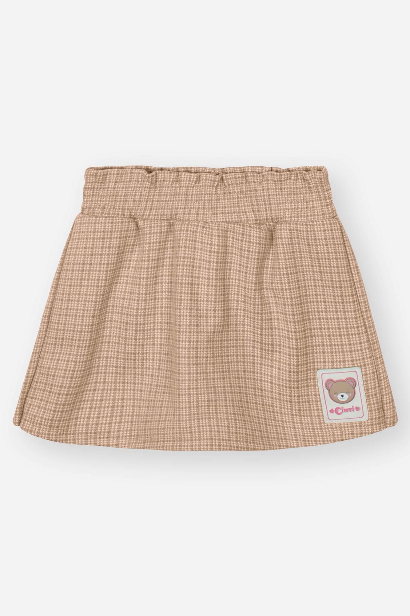 Conjunto Infantil Cinti Inverno com Short-Saia Bege e Blusa Ursinhos