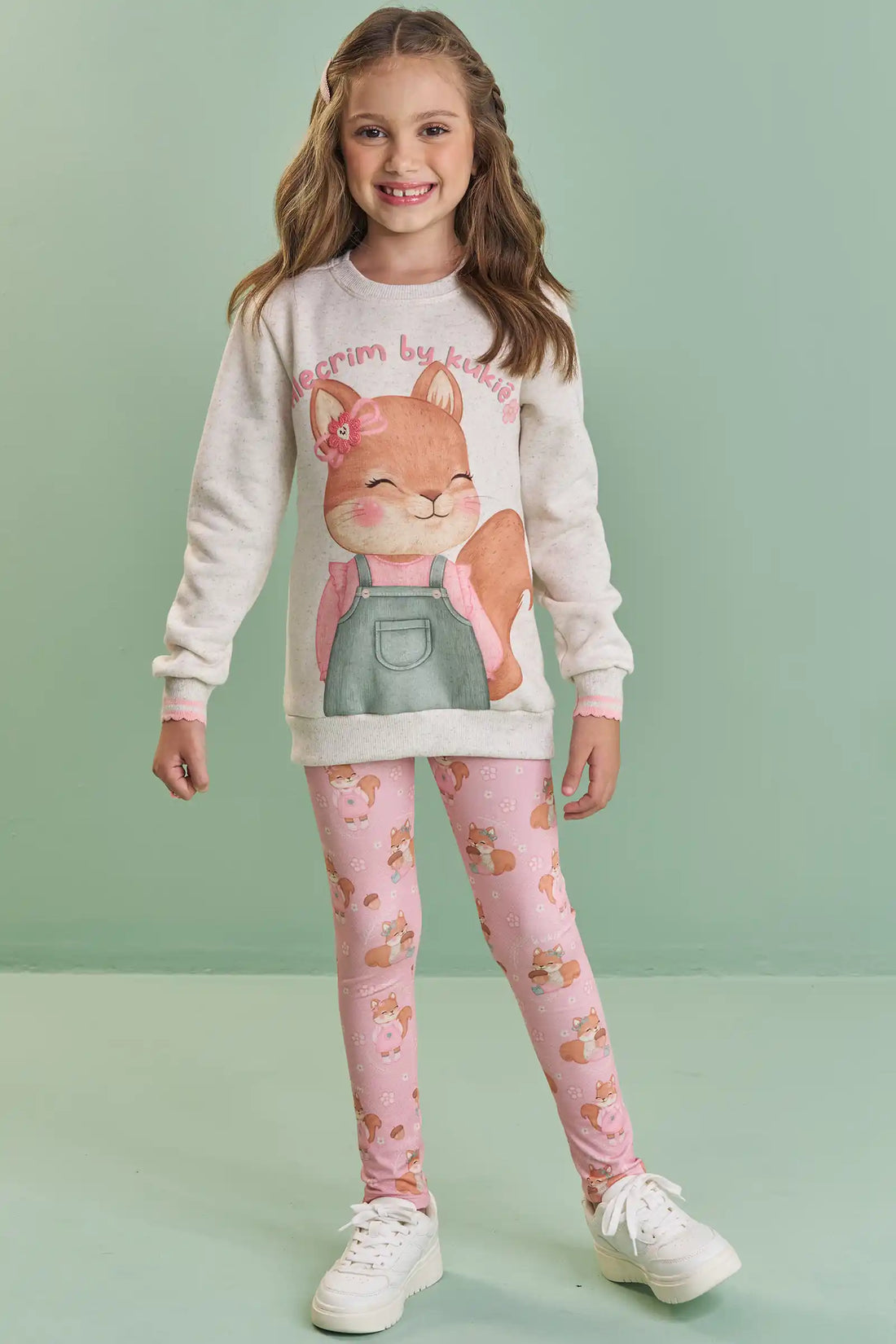 Calça Legging Infantil Kukiê Inverno Térmica Rosa Esquilinha