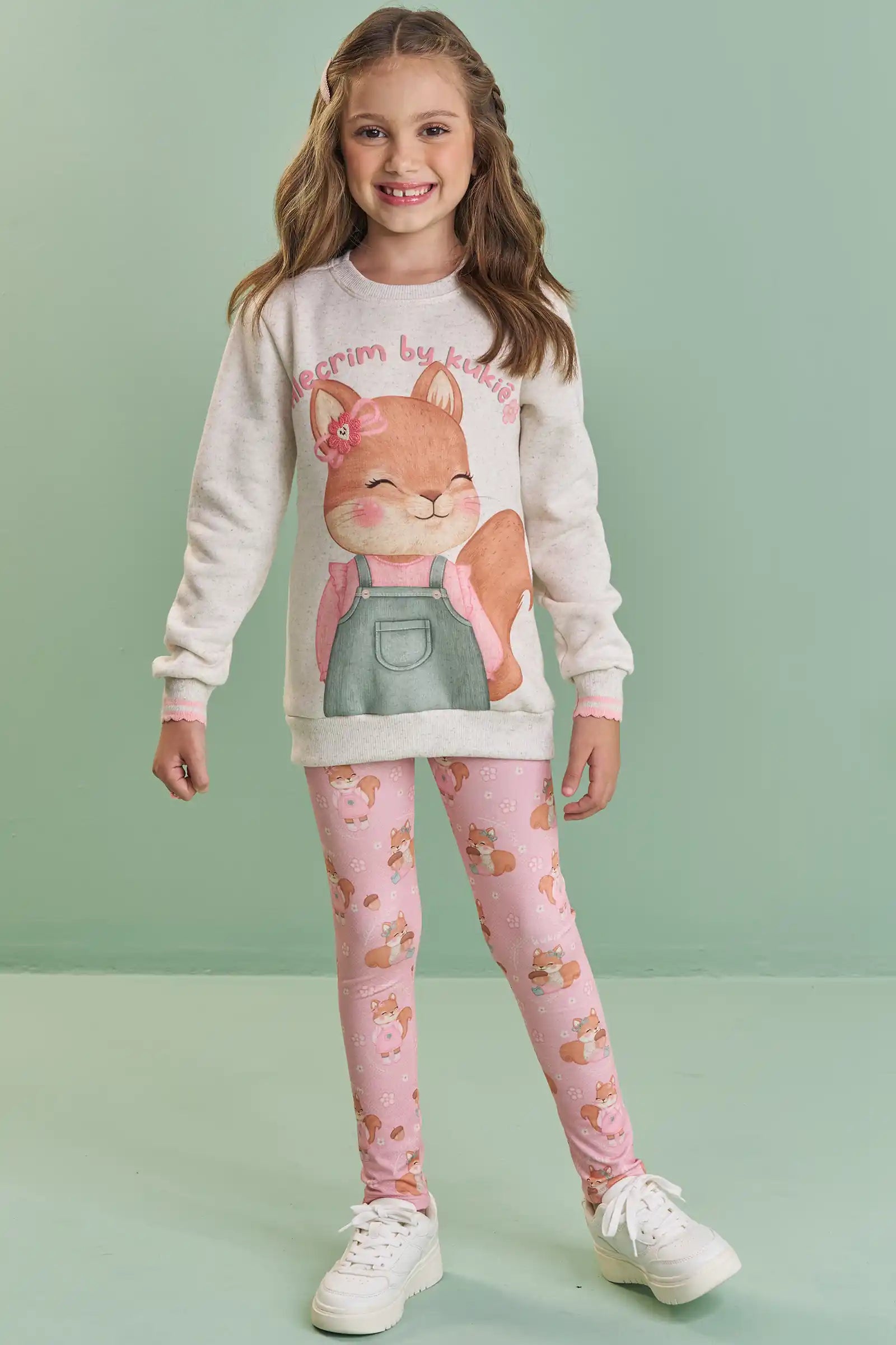Calça Legging Infantil Kukiê Inverno Térmica Rosa Esquilinha