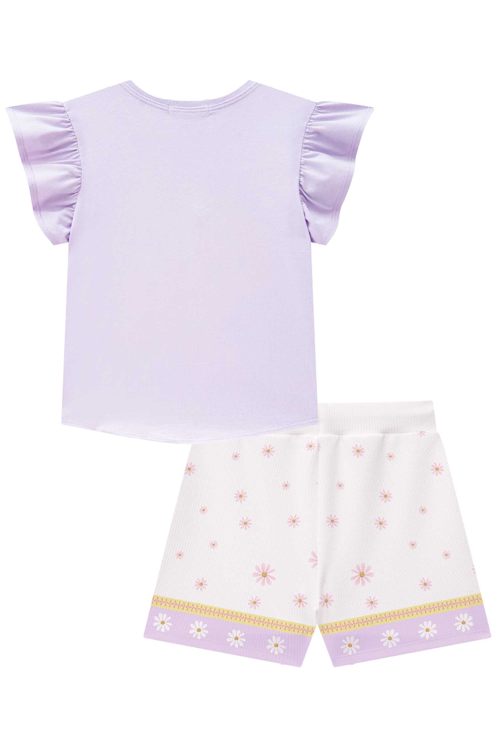 Conjunto Infantil Kukiê Verão Shorts e Blusa Lilás Abelhinha