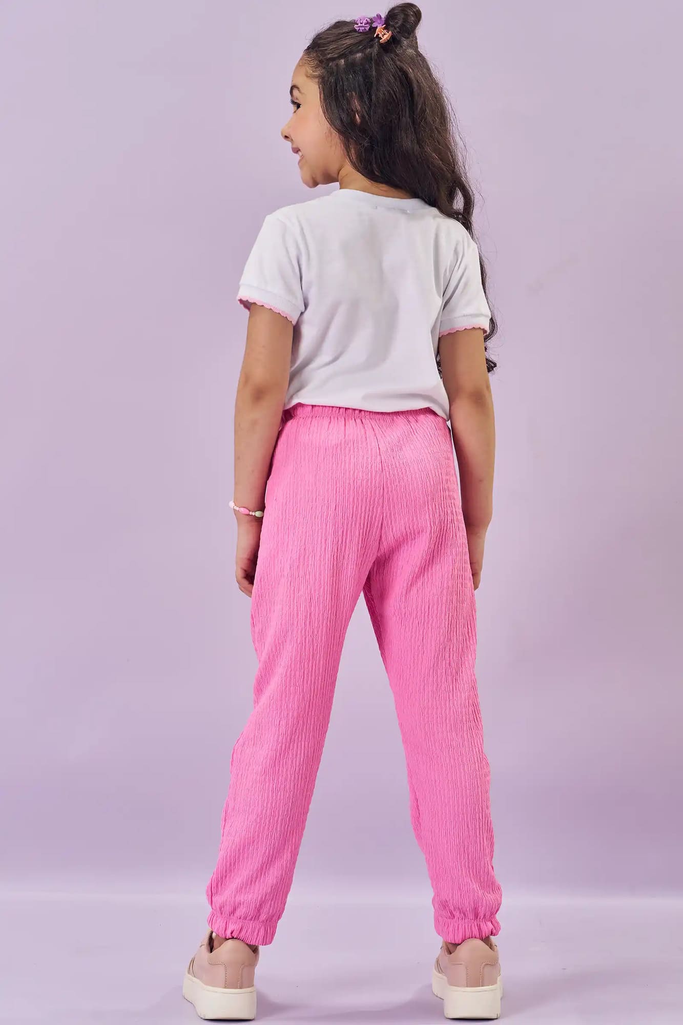 Conjunto Infantil Kukiê Verão com Calça Rosa e Blusa Branca Ursinha Sweet
